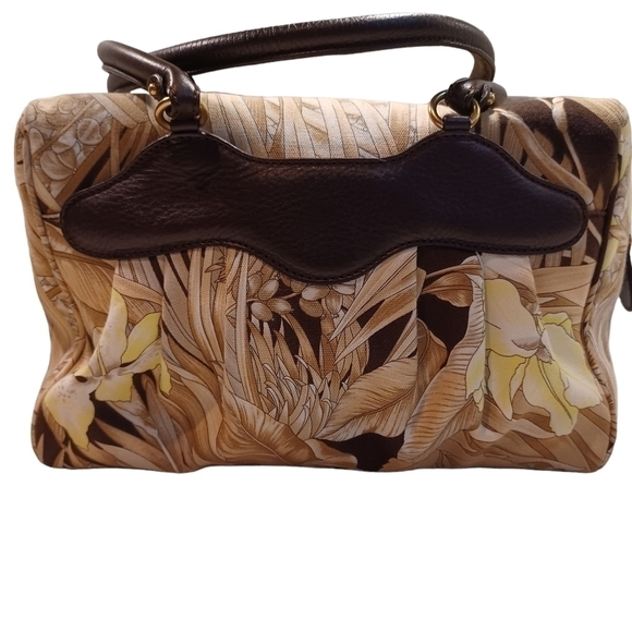 AUTH! SALVATORE FERRAGAMO Batik canvas print shoulder bag - Picture 4 of 13